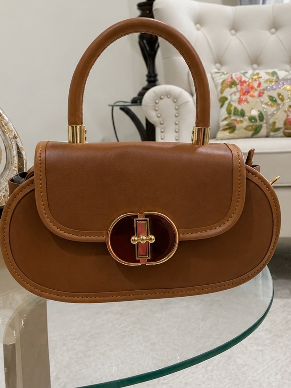 Chic California Brown Leather Top-Handle Women's Bag✨